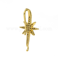 Rack Plating Brass Pave Cubic Zirconia Earring Hooks&nbsp;X-KK-O143-21G