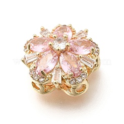 Flower Brass Micro Pave Clear Cubic Zirconia Beads&nbsp;KK-Z156-14G-01