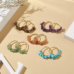 Natural Gemstone Hoop Earrings&nbsp;EJEW-JE05173