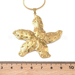 Ocean 304 Stainless Steel Textured Starfish Pendant Necklaces for Women&nbsp;NJEW-K307-02G