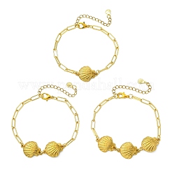 3Pcs 3 Styles 304 Stainless Steel Shell Shape Link Bracelets&nbsp;BJEW-JB13855