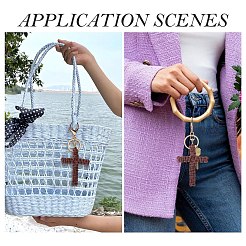 Cotton Cord Cross Keychains&nbsp;AJEW-TAC0031-03B