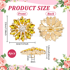 4Pcs Alloy & Glass & Rhinestone Shank Buttons&nbsp;BUTT-FG0001-63A
