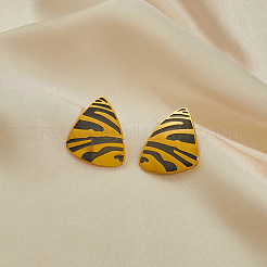 Triangle Leopard Print 304 Stainless Steel Pendant Necklaces & Stud Earrings & Rings Sets&nbsp;FS-WGB4C4F-04