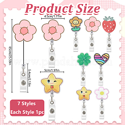 7Pcs 7 Styles Acrylic Badge Reel&nbsp;AJEW-WR0004-03