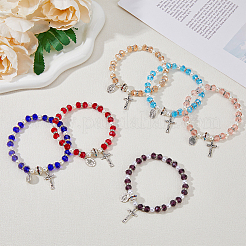 6Pcs 6 Colors Glass & Acrylic Imitation Pearl Beaded Stretch Bracelets Set&nbsp;BJEW-FI0001-37
