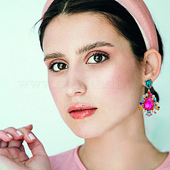 2 Pairs 2 Colors Rhinestone Teardrop Dangle Stud Earrings&nbsp;EJEW-FI0001-99