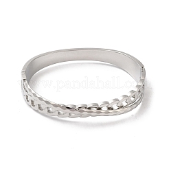 Non-Tarnish Cross 304 Stainless Steel Hollow Hinged Bangles for Women&nbsp;BJEW-I315-19P