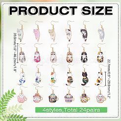 24 Pairs 316 Surgical Stainless Steel Cat Shape Dangle Earring&nbsp;EJEW-WR00005