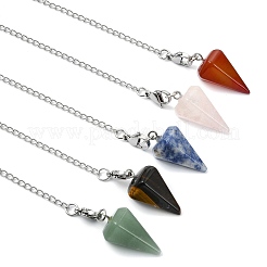 Cone Natural Gemstone Pointed Dowsing Pendulums&nbsp;HJEW-JM04866