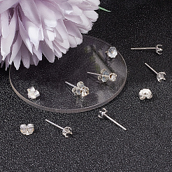 5 Pairs 925 Sterling Silver Stud Earring Settings&nbsp;STER-BBC0005-42S