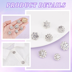 42Pcs 7 Styles 1-Hole Alloy Rhinestone Shank Button&nbsp;ALRI-GA0001-10