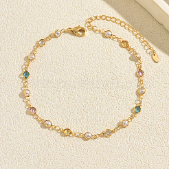 Beach Brass Plastic Flat Round Link Chain Anklets for Summer Casual and Vacation Wear&nbsp;MT7934