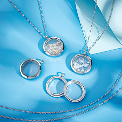 DIY Blank Dome 304 Stainless Steel Locket Pendant Necklace Making Kit&nbsp;STAS-DR0001-02P