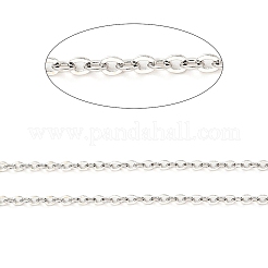 Anti-Tarnish Rhodium Plated 925 Sterling Silver Flat Cable Chains&nbsp;STER-F052-04P