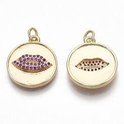 Brass Micro Pave Cubic Zirconia Pendants&nbsp;KK-S356-019G-NF