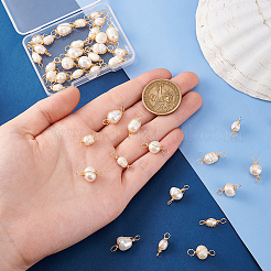 40Pcs Natural Freshwater Pearl Copper Wire Wrapped Rice Connector Charms&nbsp;PALLOY-PH01689