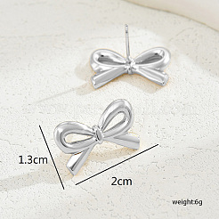 Elegant 201 Stainless Steel Bowknot Stud Earrings&nbsp;NL6502
