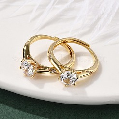 Brass Micro Pave Clear Cubic Zirconia Finger Rings for Women&nbsp;RJEW-U049-05G