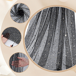 10 Yards Star & Moon Polyester Mesh Fabric&nbsp;DIY-PH0038-06A