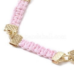 Braided Waxed Polyester Rectangle Link Chain Bracelets&nbsp;BJEW-JB10000-02