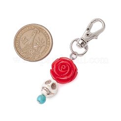 Skull Rose Resin & Synthetic Turquoise Pendant Decoration&nbsp;KEYC-JKC00824