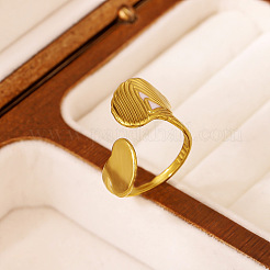 Irregular 304 Stainless Steel Cuff Open Rings for Women&nbsp;WG6B80C-02