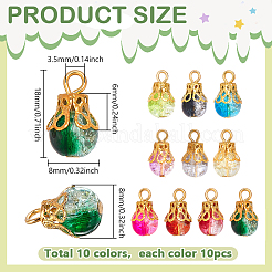 100Pcs 10 Colors Alloy Glass Pendants&nbsp;PALLOY-PH01832