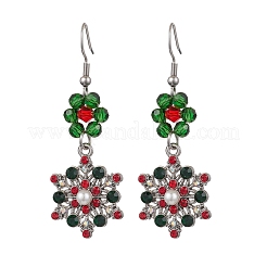 Christmas Glass Seed and Resin Imitation Pearl Dangle Earrings Sets for Women&nbsp;EJEW-JE06100