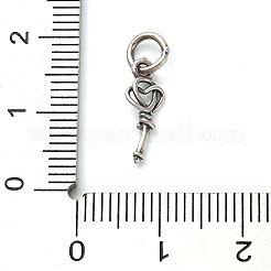 S925 Sterling Silver Heart Key Charms&nbsp;STER-K183-02A-AS