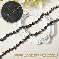 S-shaped Glass Rhinestone and Iron Cup Chains&nbsp;DIY-WH20032-25B-01