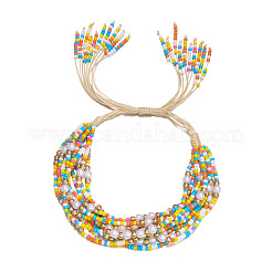 Bohemian Style Glass Seed Beaded Braided Bead Bracelets&nbsp;FS-WG2B627-01