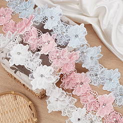Double Layer Polyester Flower Lace Ribbons&nbsp;DIY-WH0656-60C
