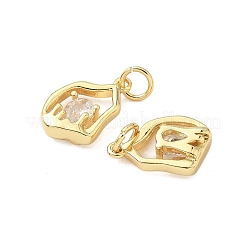 Brass Micro Pave Cubic Zirconia Pendants&nbsp;KK-Z120-12G
