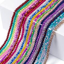 20 Colors Spray Painted Crackle Glass Beads Strands&nbsp;CCG-X0012-01-6mm