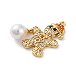 Santa Claus Brass Micro Pave Cubic Zirconia Pendants&nbsp;KK-Q010-03G