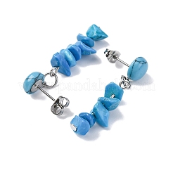 Synthetic Turquoise Dangle Stud Earrings&nbsp;EJEW-JE06371-01