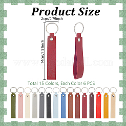 15Pcs 15 Colors PU Leather Keychains&nbsp;KEYC-GA0001-56