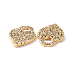 Heart Brass Micro Pave Clear Cubic Zirconia Pendants&nbsp;KK-G435-29G