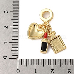 Rack Plating Brass Micro Pave Clear Cubic Zirconia Enamel European Dangle Charms&nbsp;X-KK-P279-45G