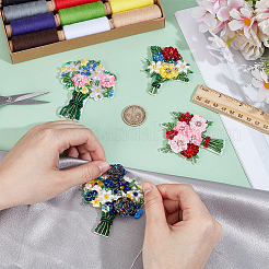 4Pcs 4 Styles Glass Seed Beads Sequin Flower Garment Accessories&nbsp;DIY-WR0004-72