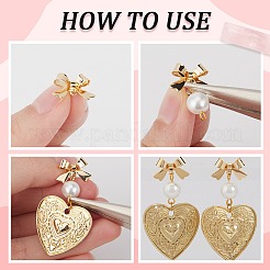 50Pcs 5 Colors Bowknot Brass Stud Earring Findings&nbsp;KK-SP0001-47