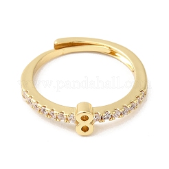 Rack Plating Brass Clear Cubic Zirconia Number 8 Adjustable Rings for Women&nbsp;RJEW-S407-09G-08