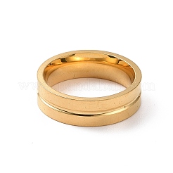 201 Stainless Steel Grooved Line Finger Ring for Women&nbsp;RJEW-I089-30G