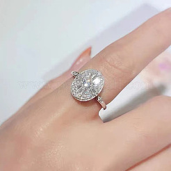 Oval Brass Micro Pave Clear Cubic Zirconia Cuff Rings for Women&nbsp;FS-WGC890E-01