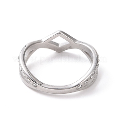 Crystal Rhinestone Wave Finger Ring&nbsp;RJEW-D120-15B-P