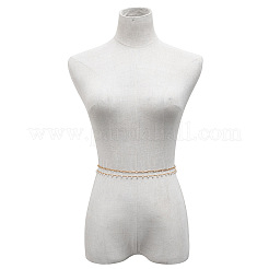 Iron & Plastic Imitation Pearl Round Beaded Double Layer Chain Waist Body Chains&nbsp;WGB69D0-01