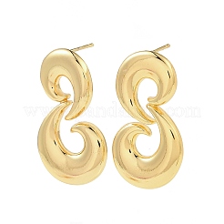 Double Moon Brass Stud Earrings&nbsp;EJEW-F389-18G