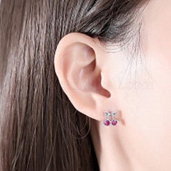 925 Sterling Silver Micro Pave Cubic Zirconia Stud Earrings&nbsp;EJEW-B144-02S