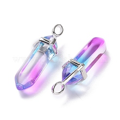 Faceted Bullet Glass Pointed Pendants&nbsp;KK-E282-01P-04